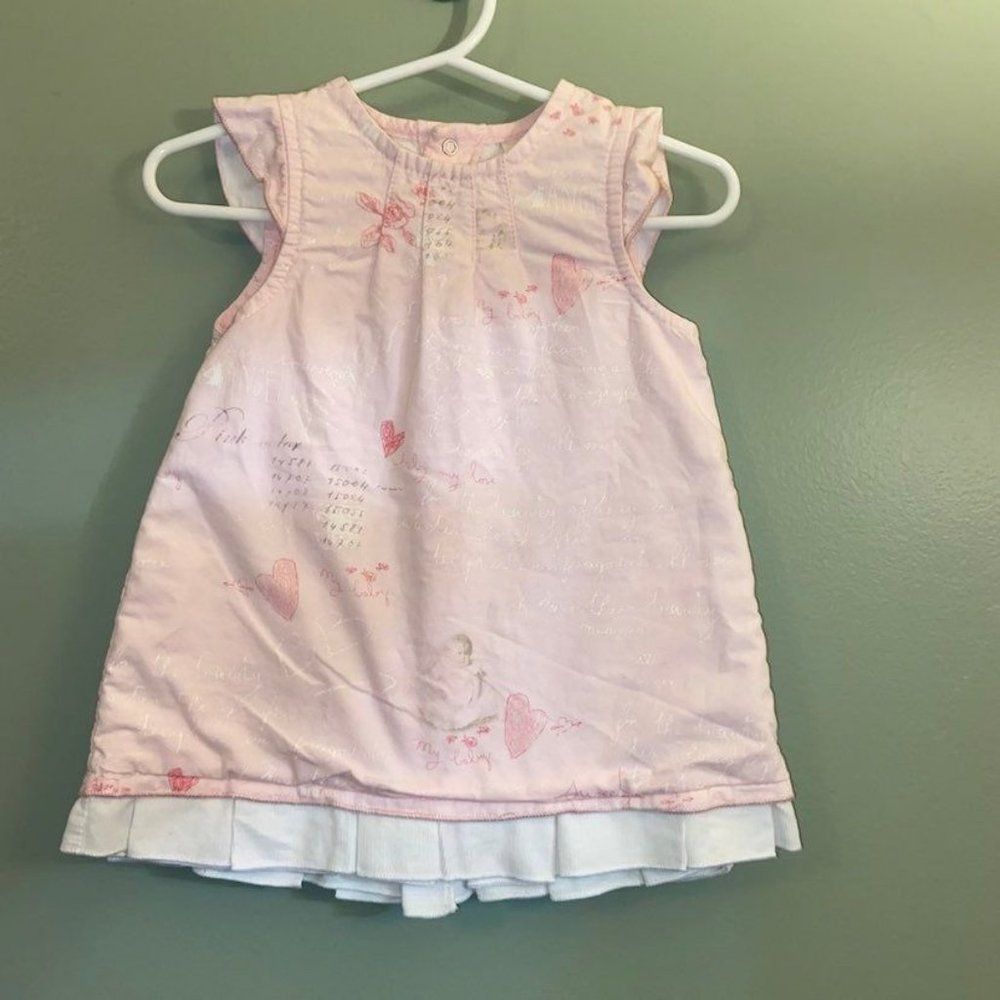 3Pommes Baby Girl Flutter Sleeve Pink Dress 6 mo